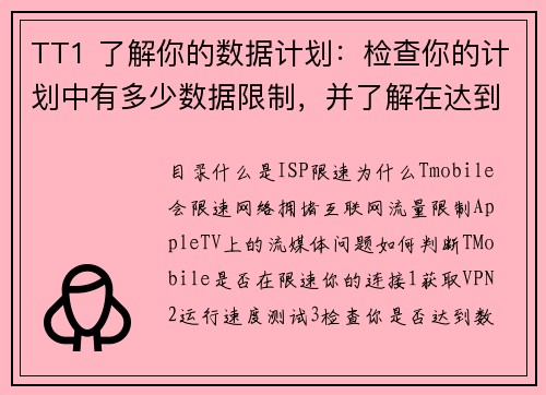 TT1 了解你的数据计划：检查你的计划中有多少数据限制，并了解在达到限制后会发生什